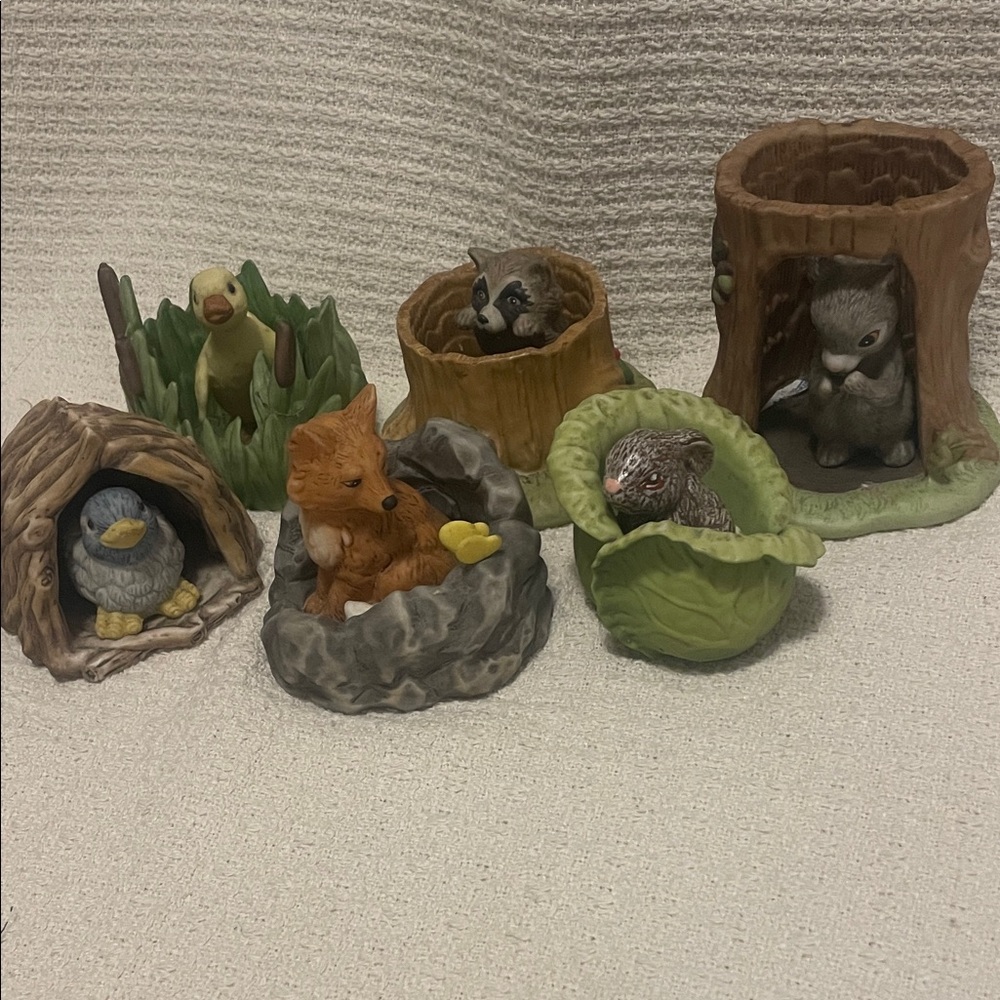 Woodland Surprises  Whimsical Garden Animal Figurine Set - Multi-Color